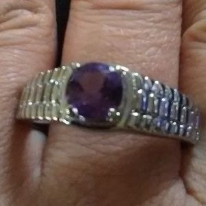 New Mens Amethyst Ring Stainless Steel Sz 13